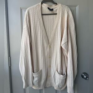 Vtg Tosani Canada Cable Knit Cardigan Sweater Cotton Sz XXL Y2K Grandpacore